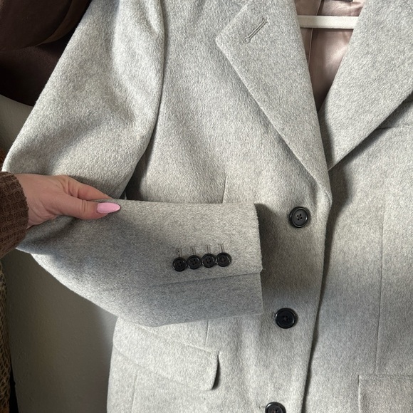 J. Crew Nello Gori 100% Wool Grey longline trench pea coat classic vintage - Picture 2 of 6